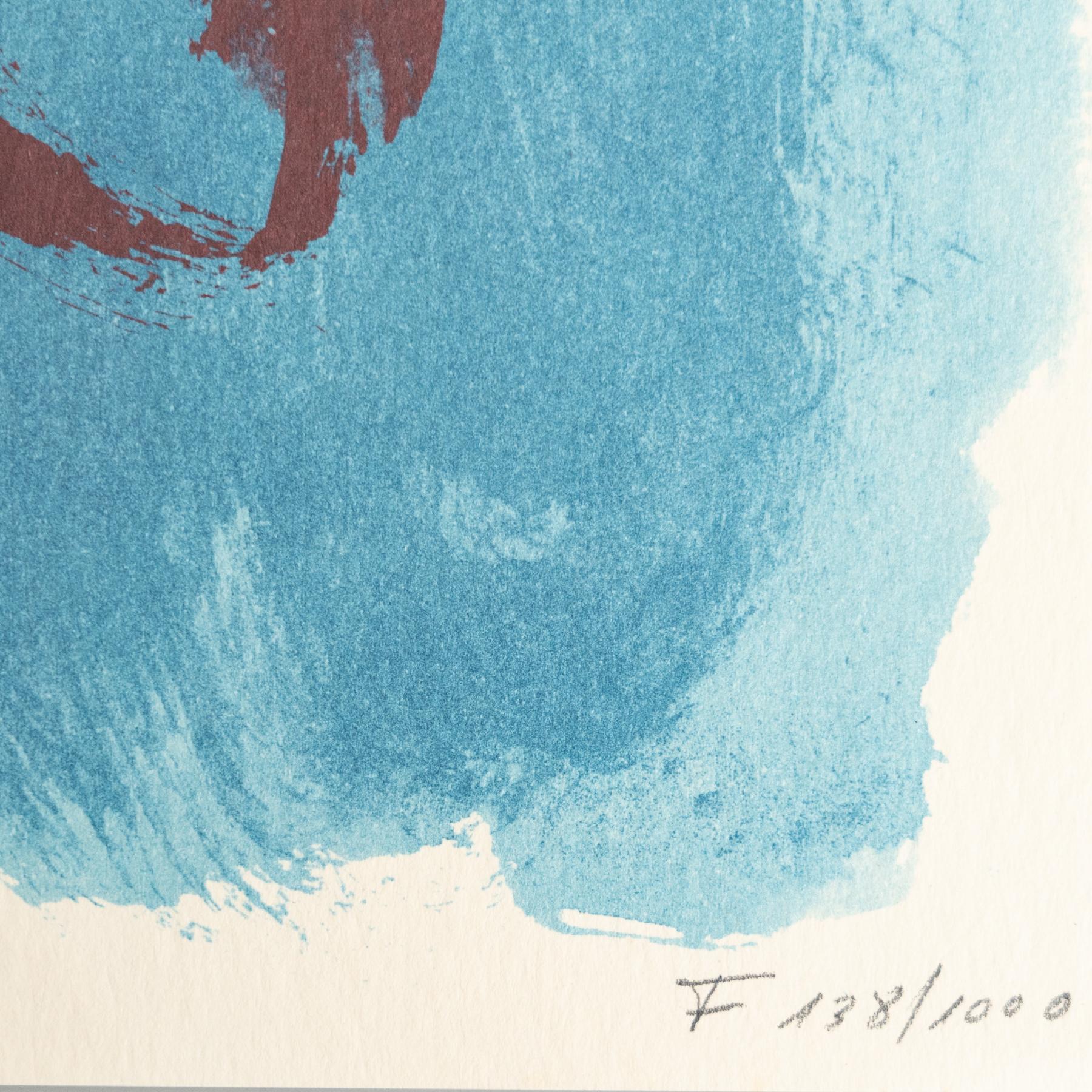 Rafols Casamada Blau-Gelb, Schwarz-Weiß Abstrakte Lithographie auf Papier, 1999 im Zustand „Gut“ im Angebot in Barcelona, Barcelona
