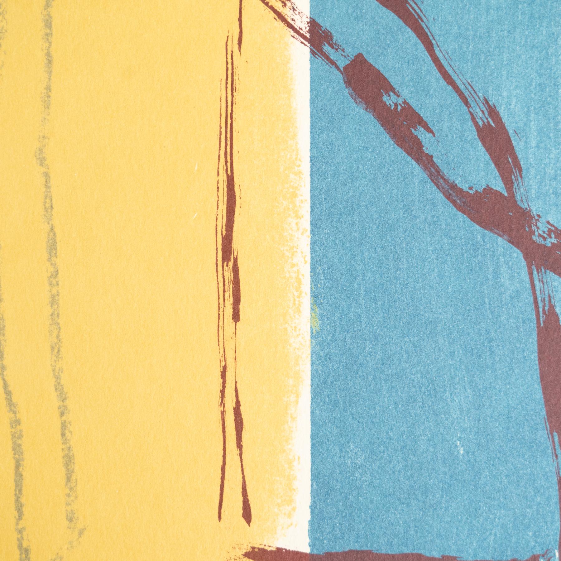 Rafols Casamada Blau-Gelb, Schwarz-Weiß Abstrakte Lithographie auf Papier, 1999 im Angebot 1