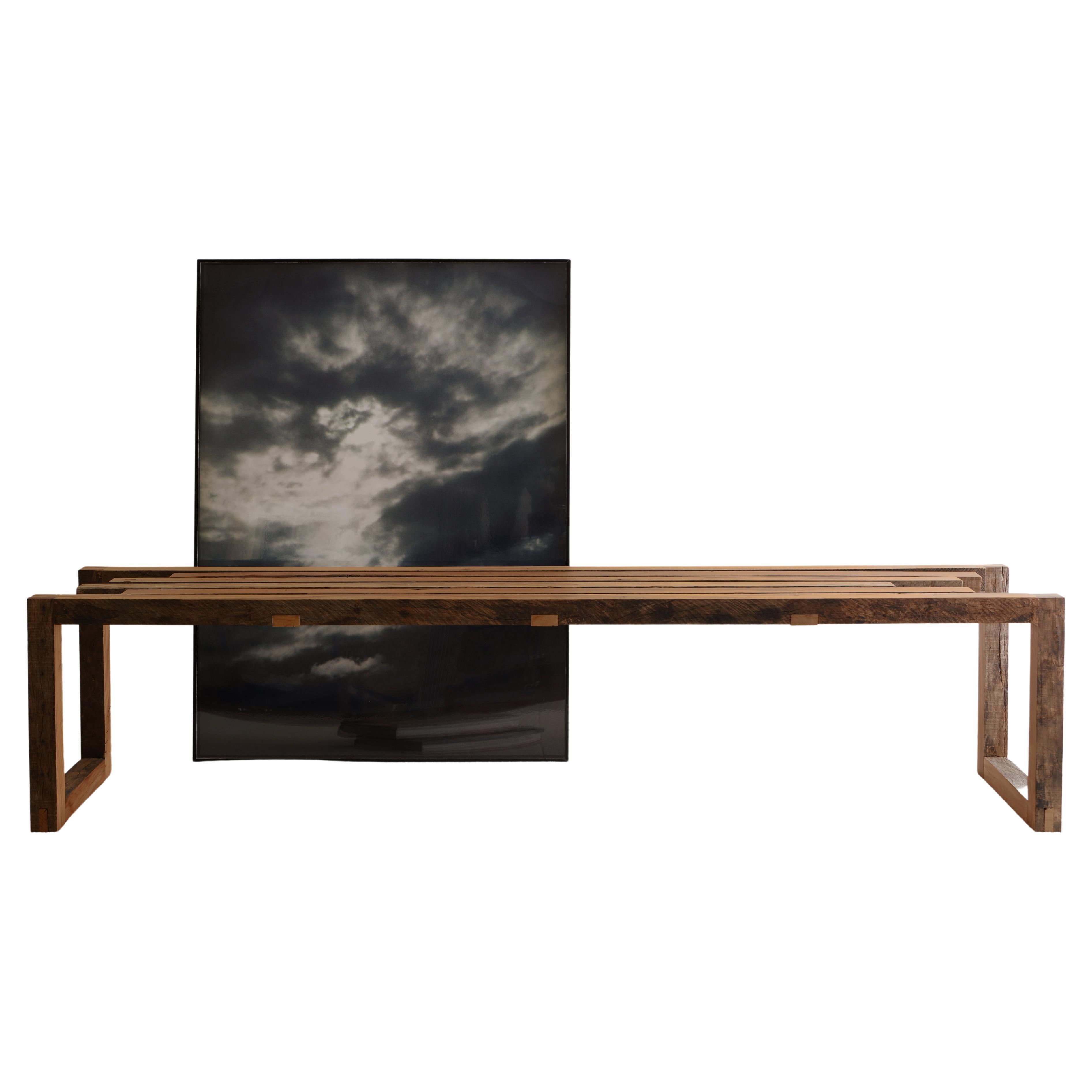 Contemporary Bench by Leo Strauss, Reclaimed Tropical Wood For Sale