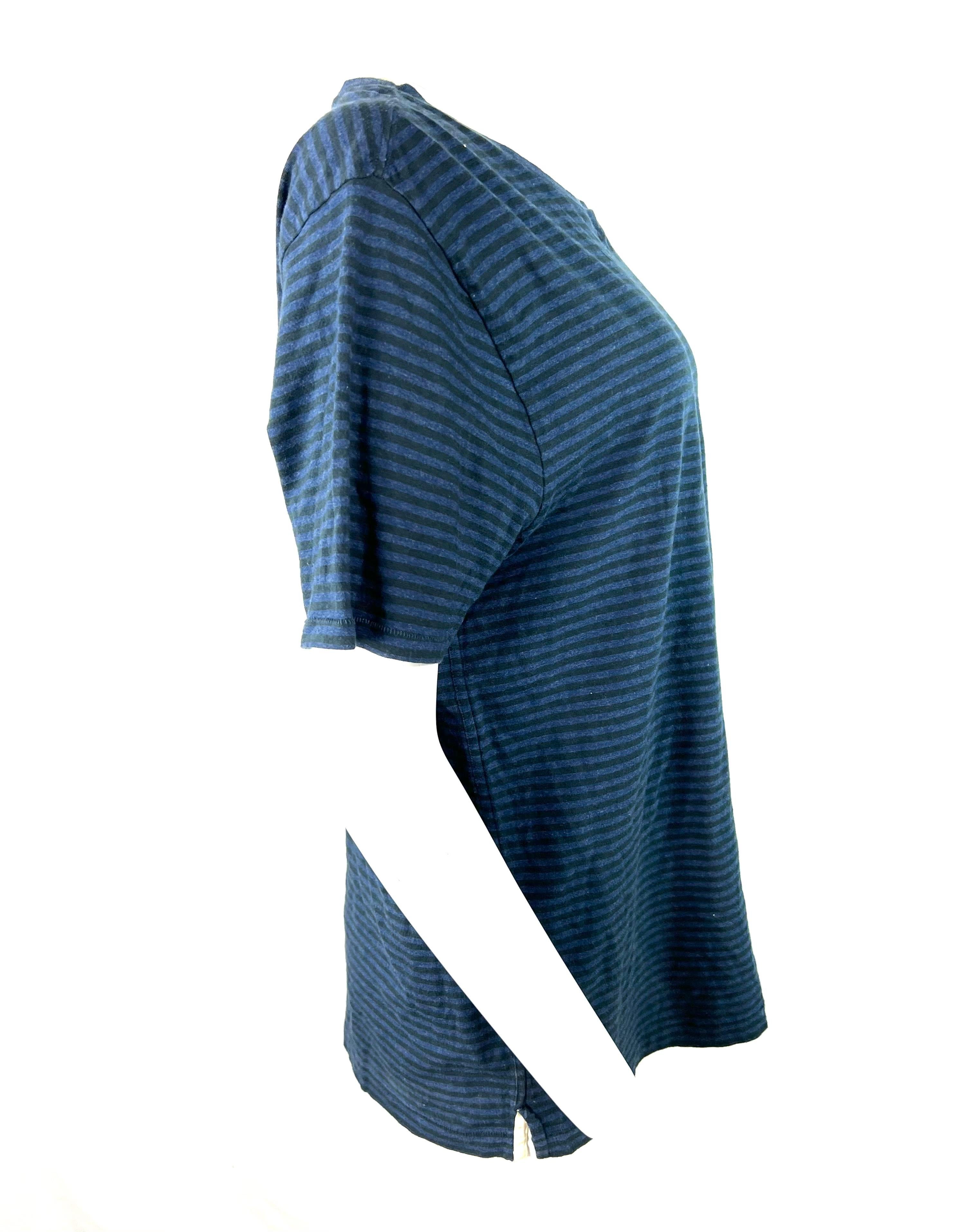 Noir Rag and Bone - T-shirt en coton noir et bleu, taille XL en vente