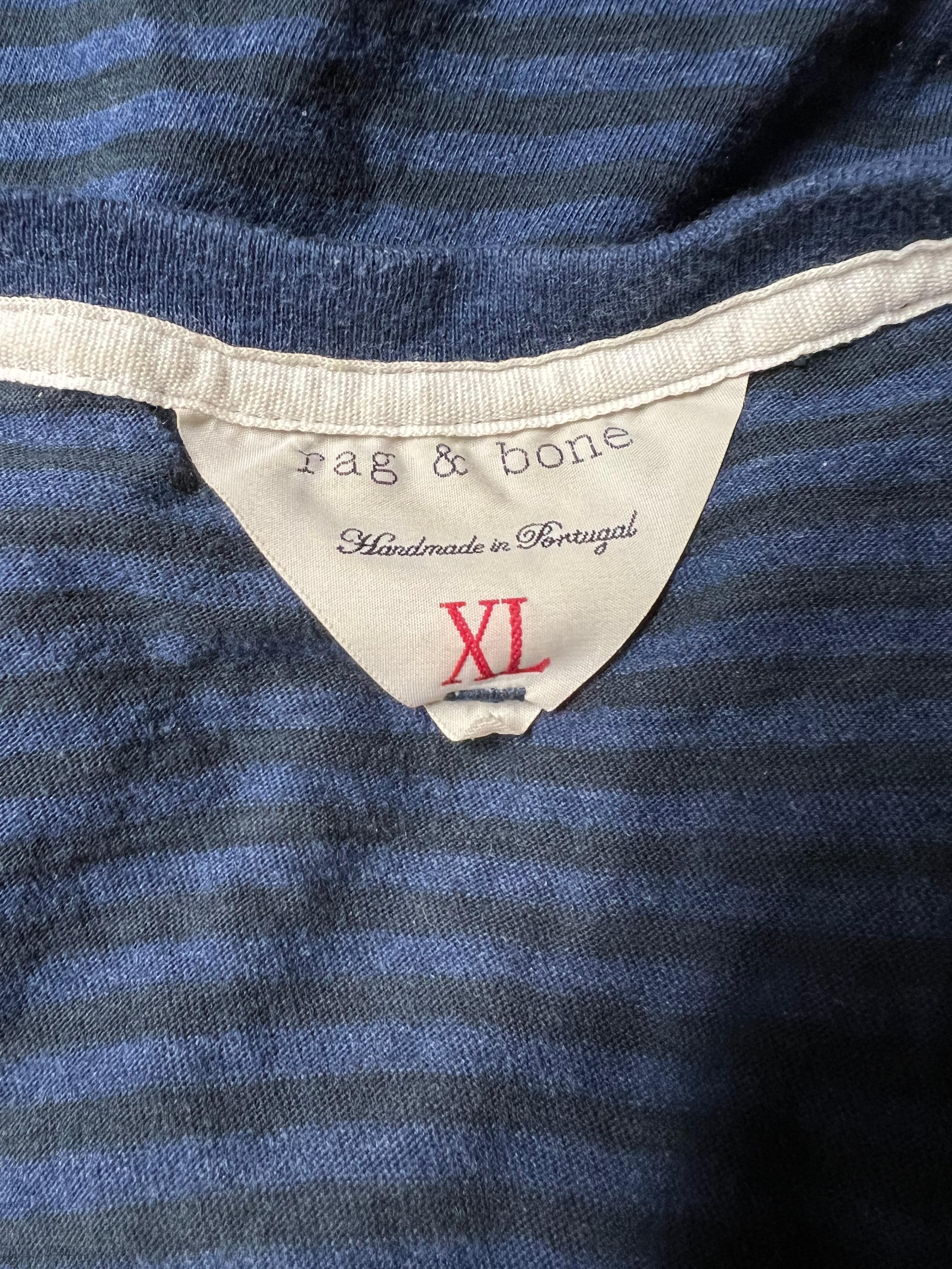 Rag and Bone - T-shirt en coton noir et bleu, taille XL en vente 2