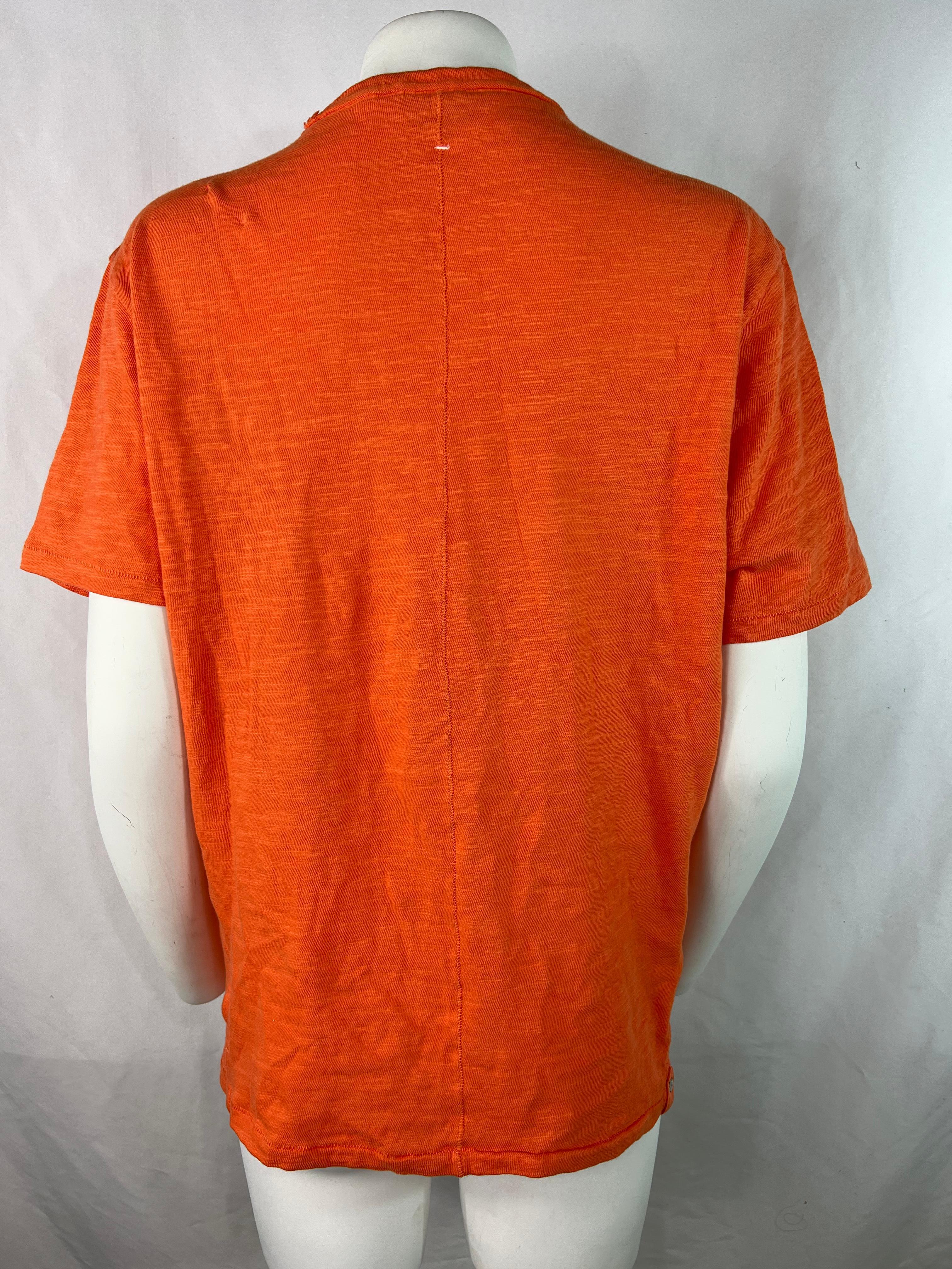 Rag and Bone OrangeCotton T- Shirt, Size XL For Sale 1