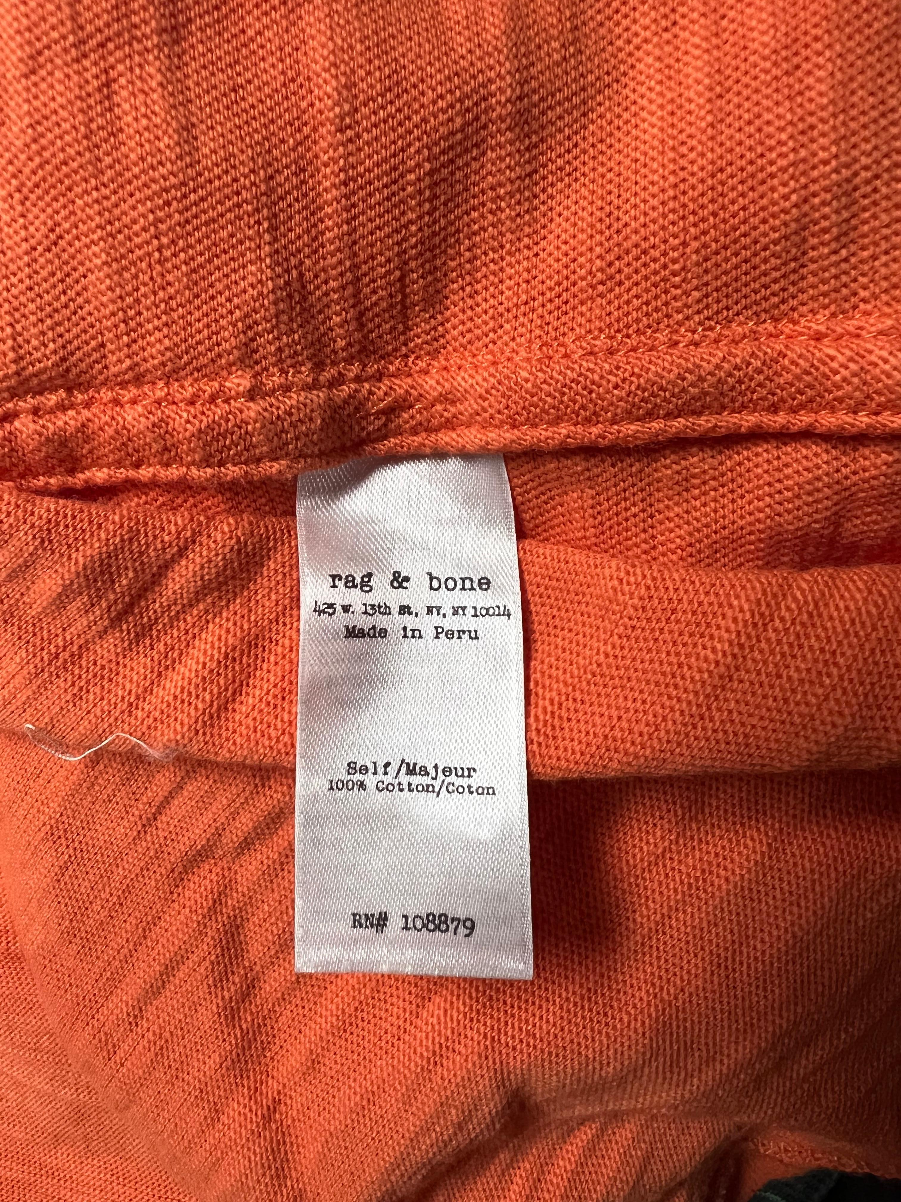 Rag and Bone OrangeCotton T- Shirt, Size XL For Sale 4