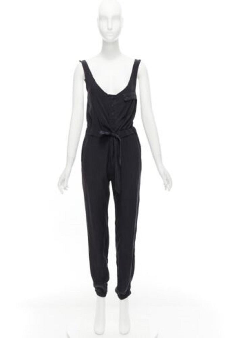 RAG & BONE Combinaison à ceinture en soie charmeuse gris anthracite 100 % US0 XS en vente 4