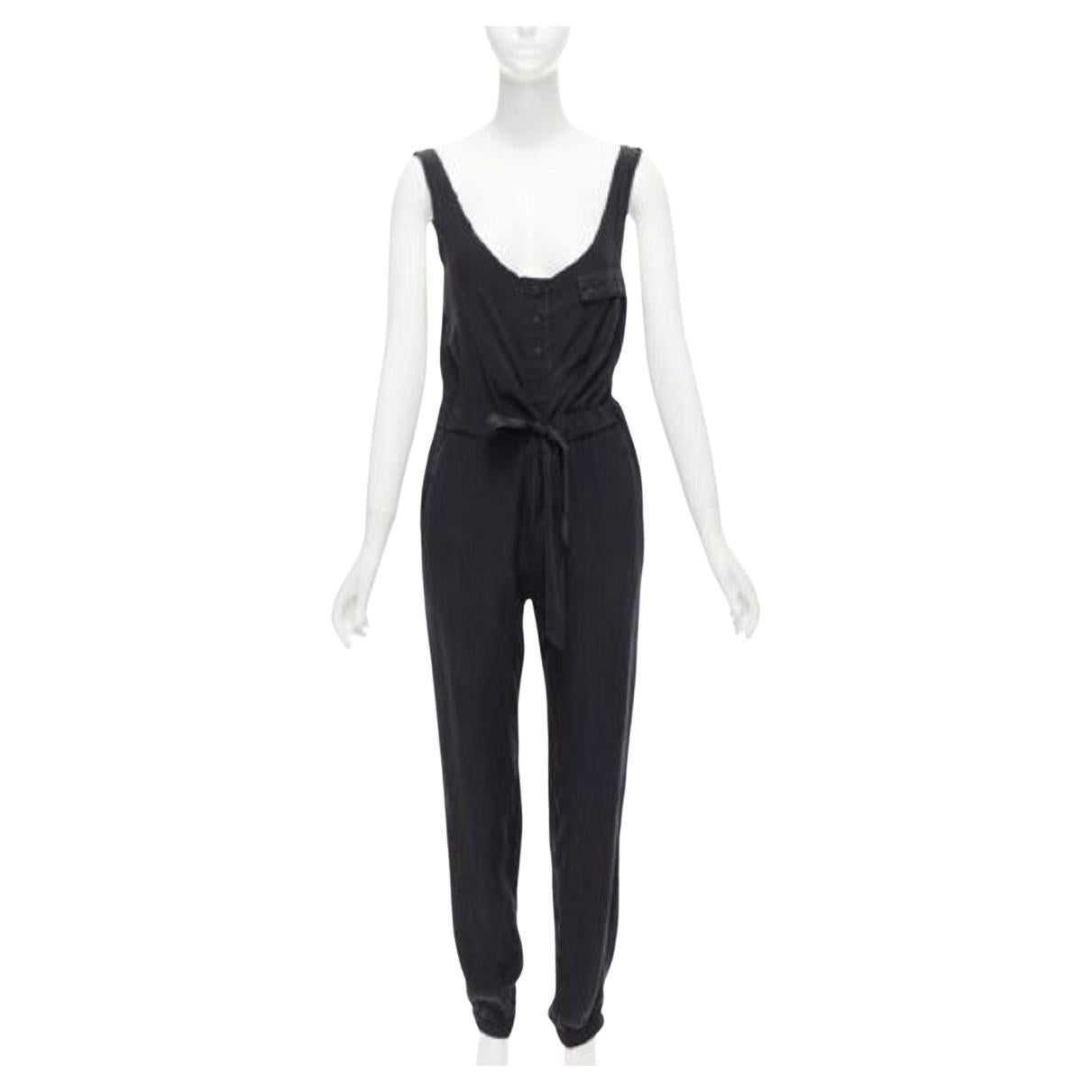 Rag & Bone: tuta con cintura in 100% seta charmeuse grigio carbone US0 XS
