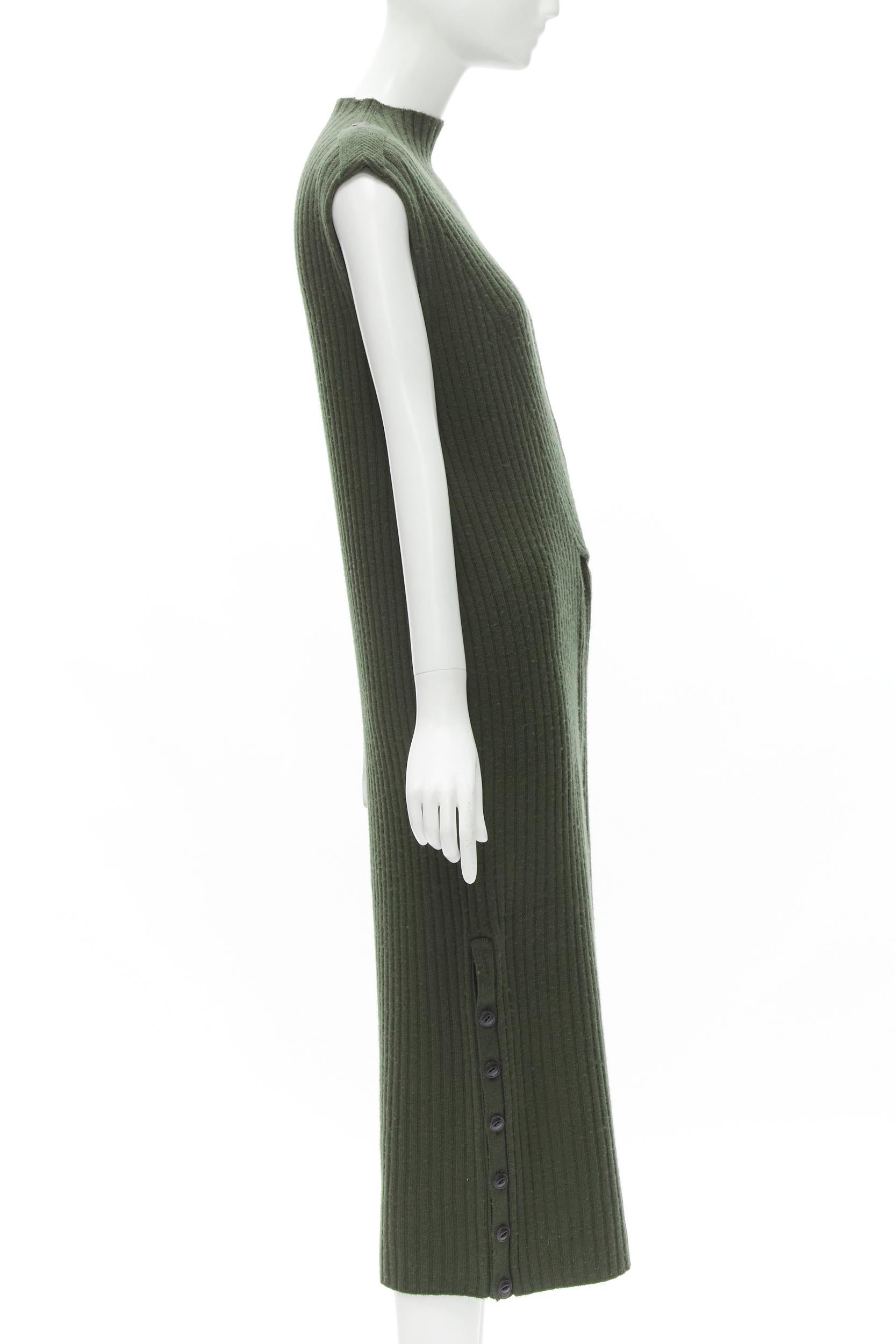 RAG & BONE 100% merino wool braid detail ribbed button side sweater dress S In Excellent Condition For Sale In Hong Kong, NT