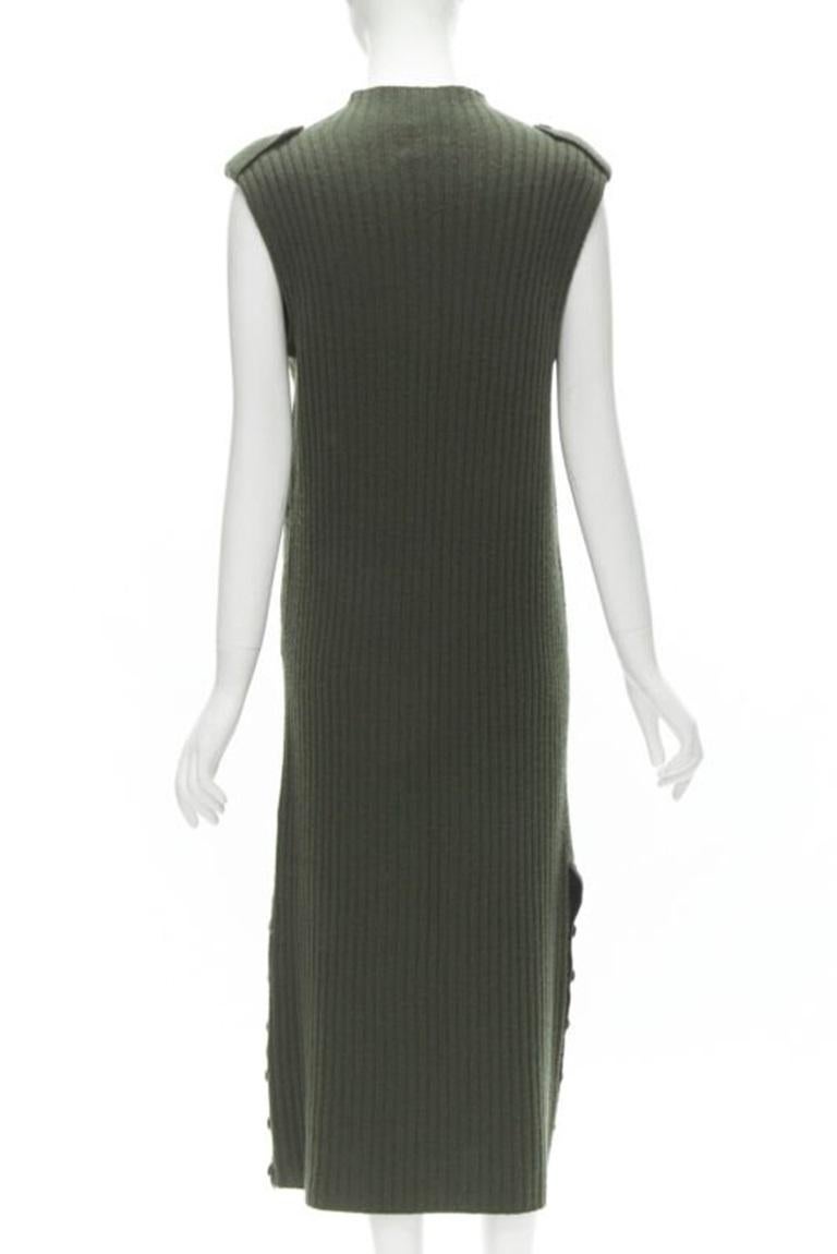 Women's RAG & BONE 100% merino wool braid detail ribbed button side sweater dress S For Sale
