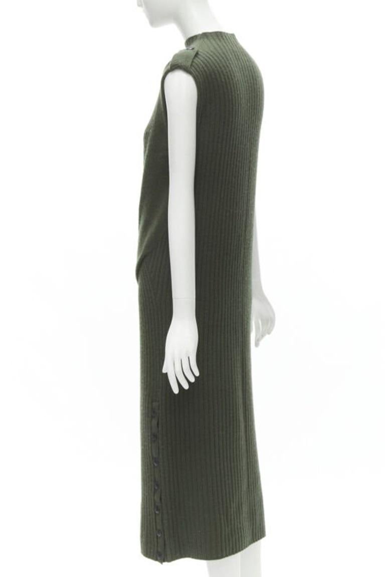 RAG & BONE 100% merino wool braid detail ribbed button side sweater dress S For Sale 1