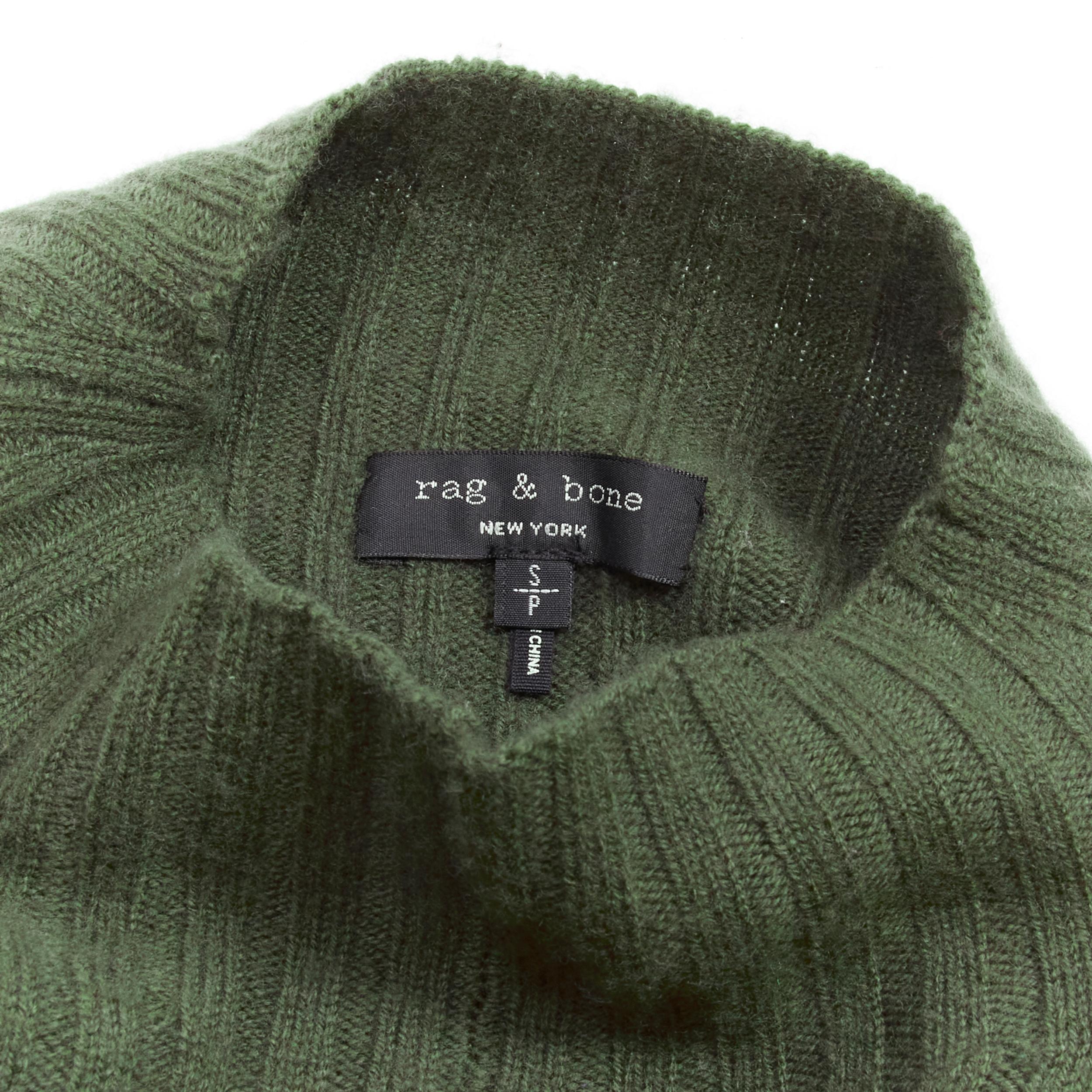 RAG & BONE 100% merino wool braid detail ribbed button side sweater dress S For Sale 4