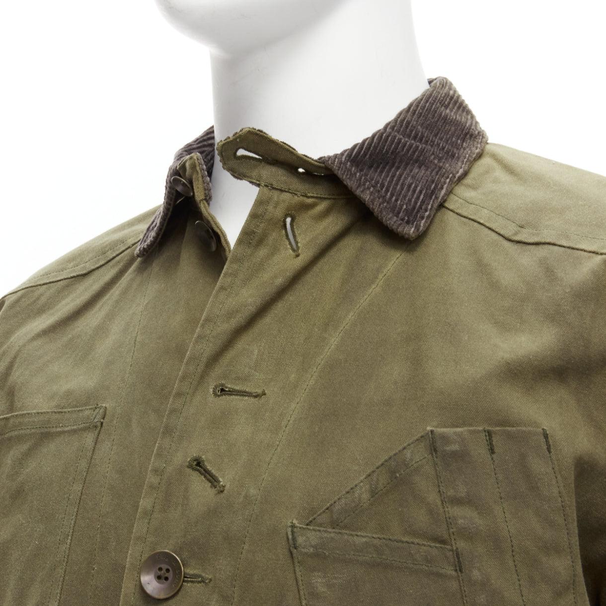 RAG & BONE Barneys moss green waxed cotton corduroy collar 4 pockets jacket US38 M
Reference: YNWG/A00182
Brand: Rag & Bone
Collection: Barneys
Material: Cotton
Color: Green
Pattern: Solid
Closure: Button
Lining: Multicolour Fabric
Extra Details: