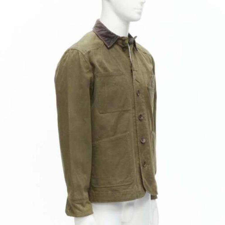 Marron RAG & BONE Barneys, veste à 4 poches en coton ciré vert, taille US 38 M en vente