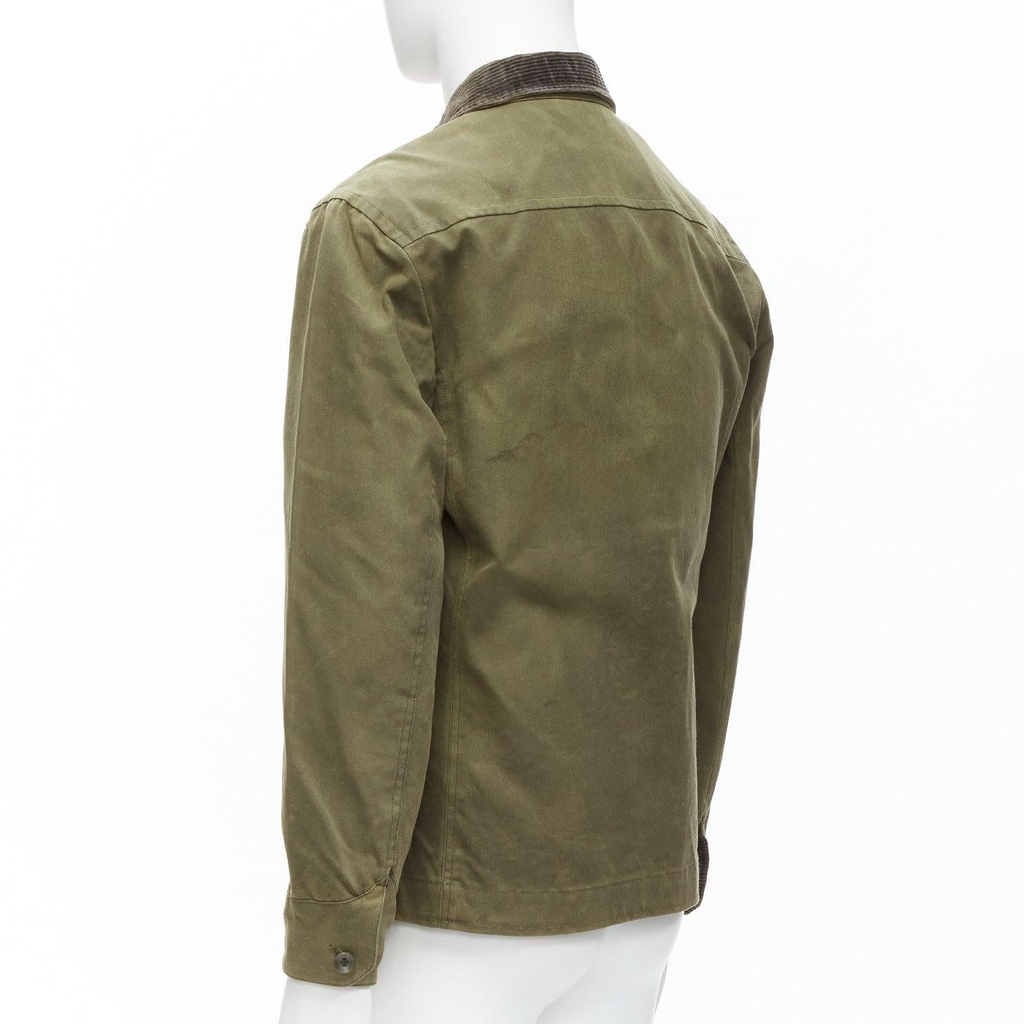 RAG & BONE Barneys green waxed cotton corduroy collar 4 pockets jacket US38 M For Sale 1