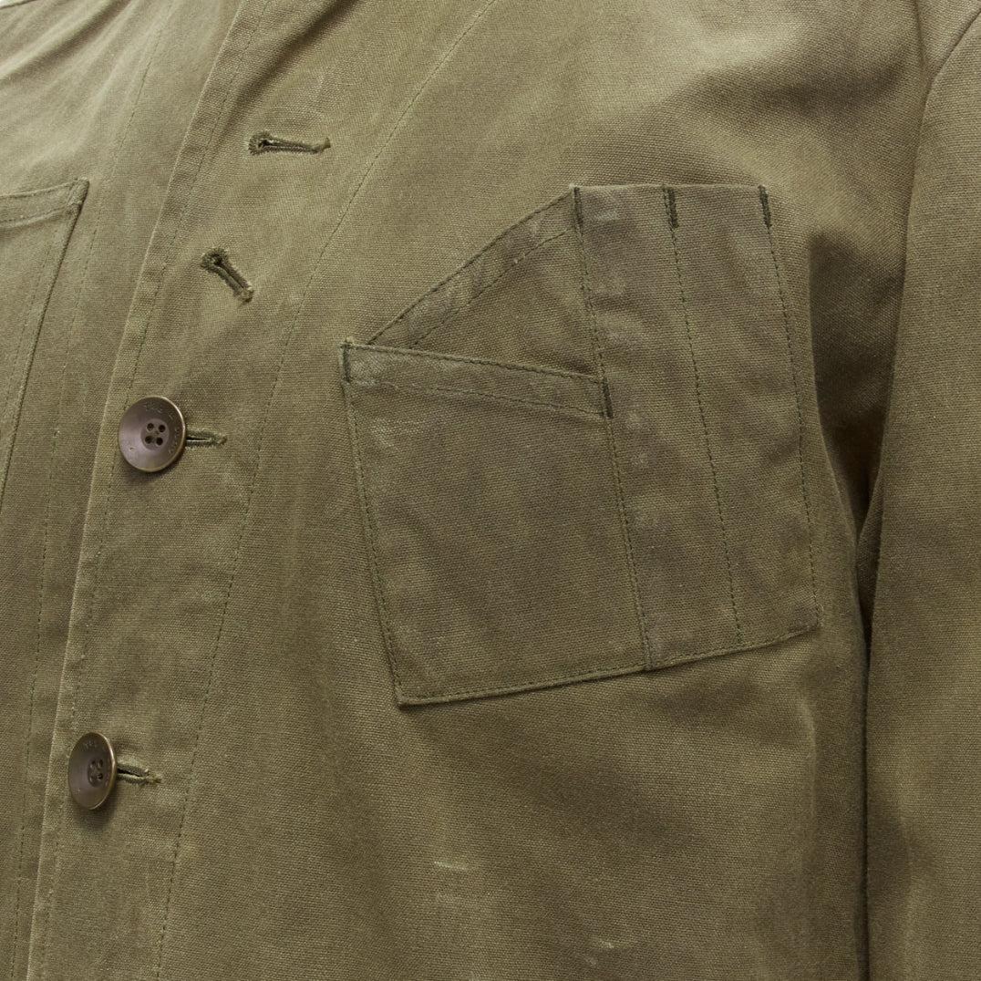 RAG & BONE Barneys green waxed cotton corduroy collar 4 pockets jacket US38 M For Sale 2
