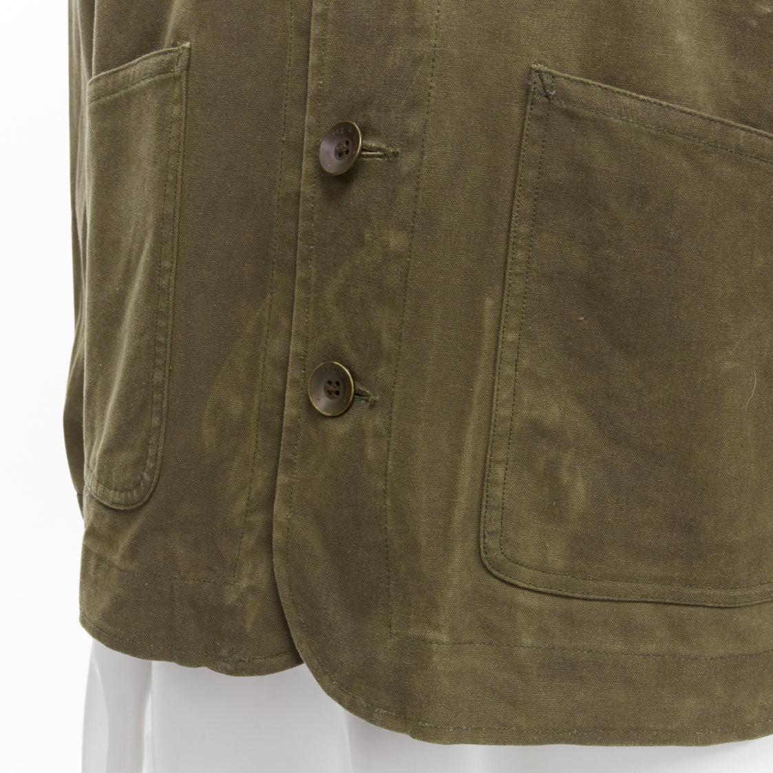 RAG & BONE Barneys green waxed cotton corduroy collar 4 pockets jacket US38 M For Sale 3