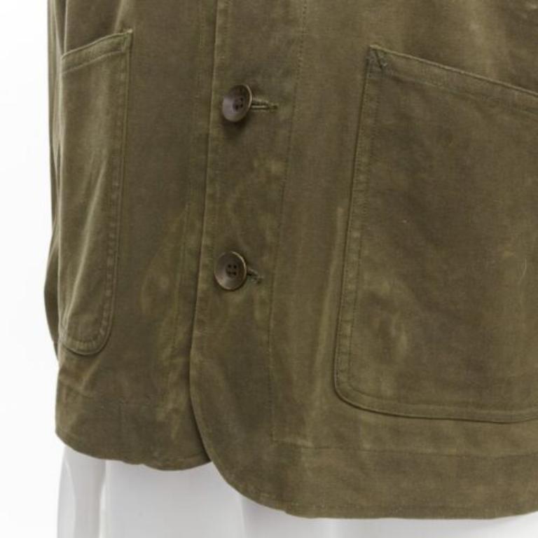 RAG & BONE Barneys, veste à 4 poches en coton ciré vert, taille US 38 M en vente 3