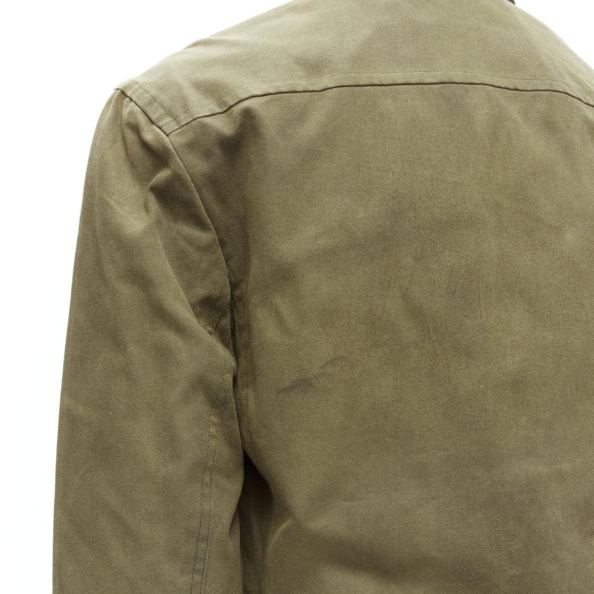 RAG & BONE Barneys green waxed cotton corduroy collar 4 pockets jacket US38 M For Sale 4