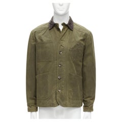 RAG & BONE Barneys green waxed cotton corduroy collar 4 pockets jacket US38 M