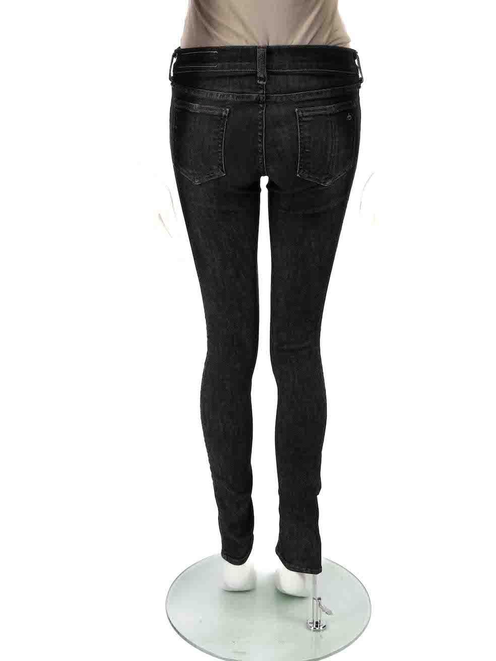 Rag & Bone Black Dark Wash Mid-Rise Skinny Jeans Size M In Good Condition For Sale In London, GB