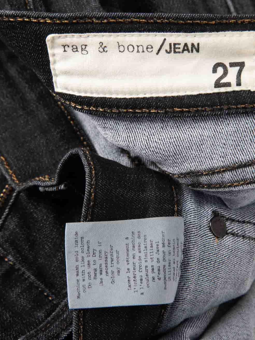Women's Rag & Bone Black Dark Wash Mid-Rise Skinny Jeans Size M For Sale