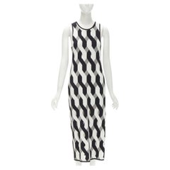 RAG & BONE black grey geometric woven cut out knitted dress S