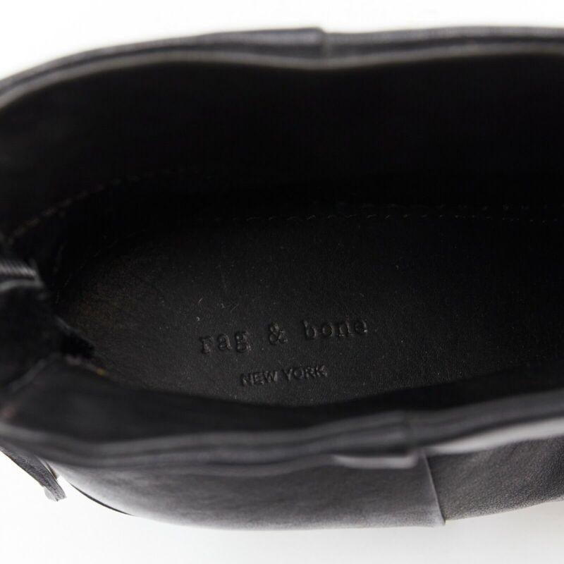 RAG BONE black leather round toe chunky stacked heel western ankle boot EU36 en vente 6