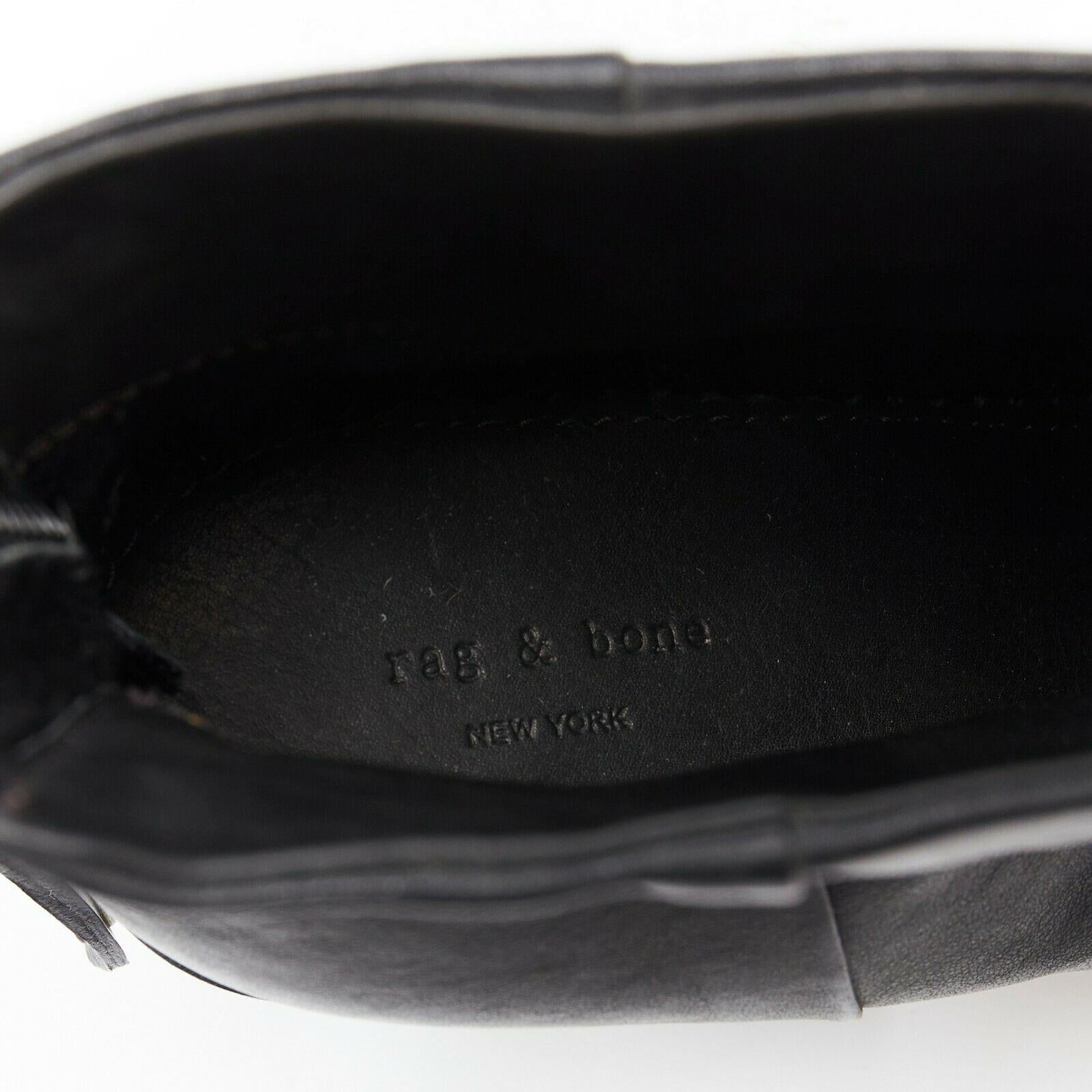 RAG BONE black leather round toe chunky stacked heel western ankle boot EU36 5