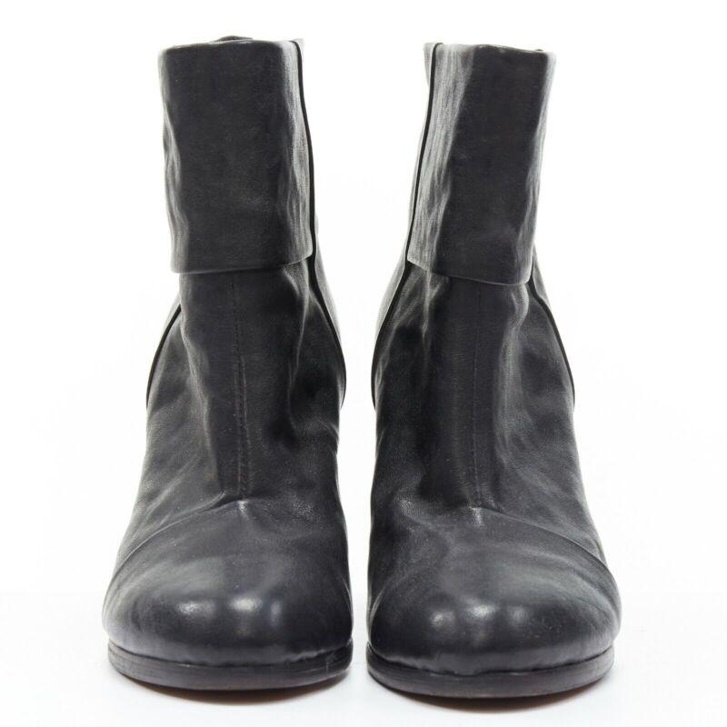 Noir RAG BONE black leather round toe chunky stacked heel western ankle boot EU36 en vente