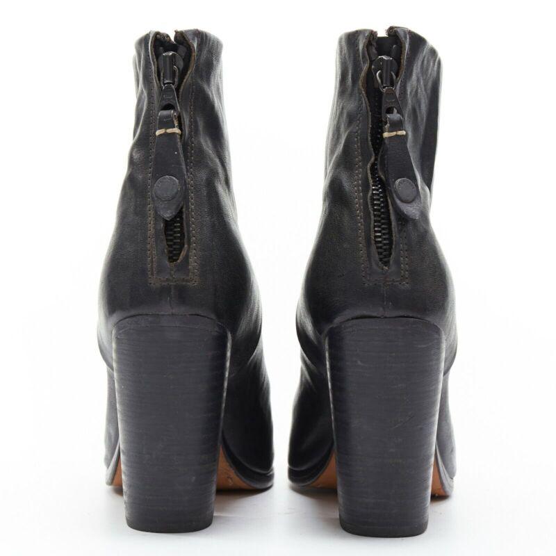 RAG BONE black leather round toe chunky stacked heel western ankle boot EU36 Pour femmes en vente