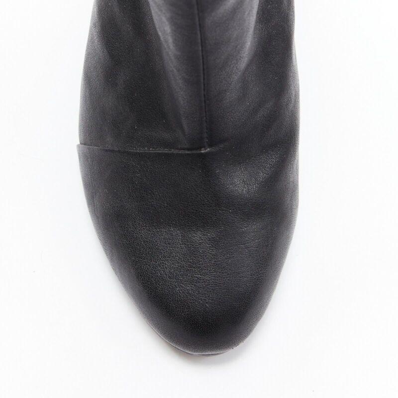 RAG BONE black leather round toe chunky stacked heel western ankle boot EU36 en vente 2