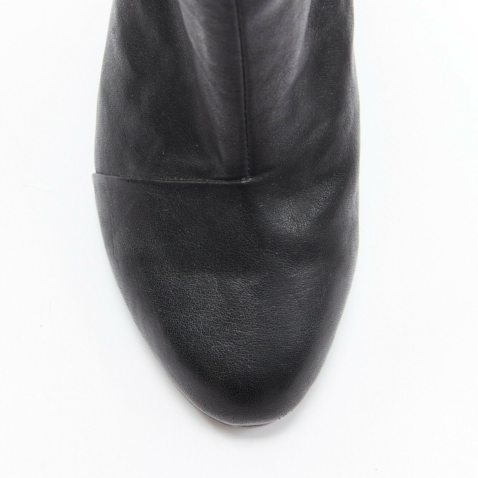 RAG BONE black leather round toe chunky stacked heel western ankle boot EU36 1