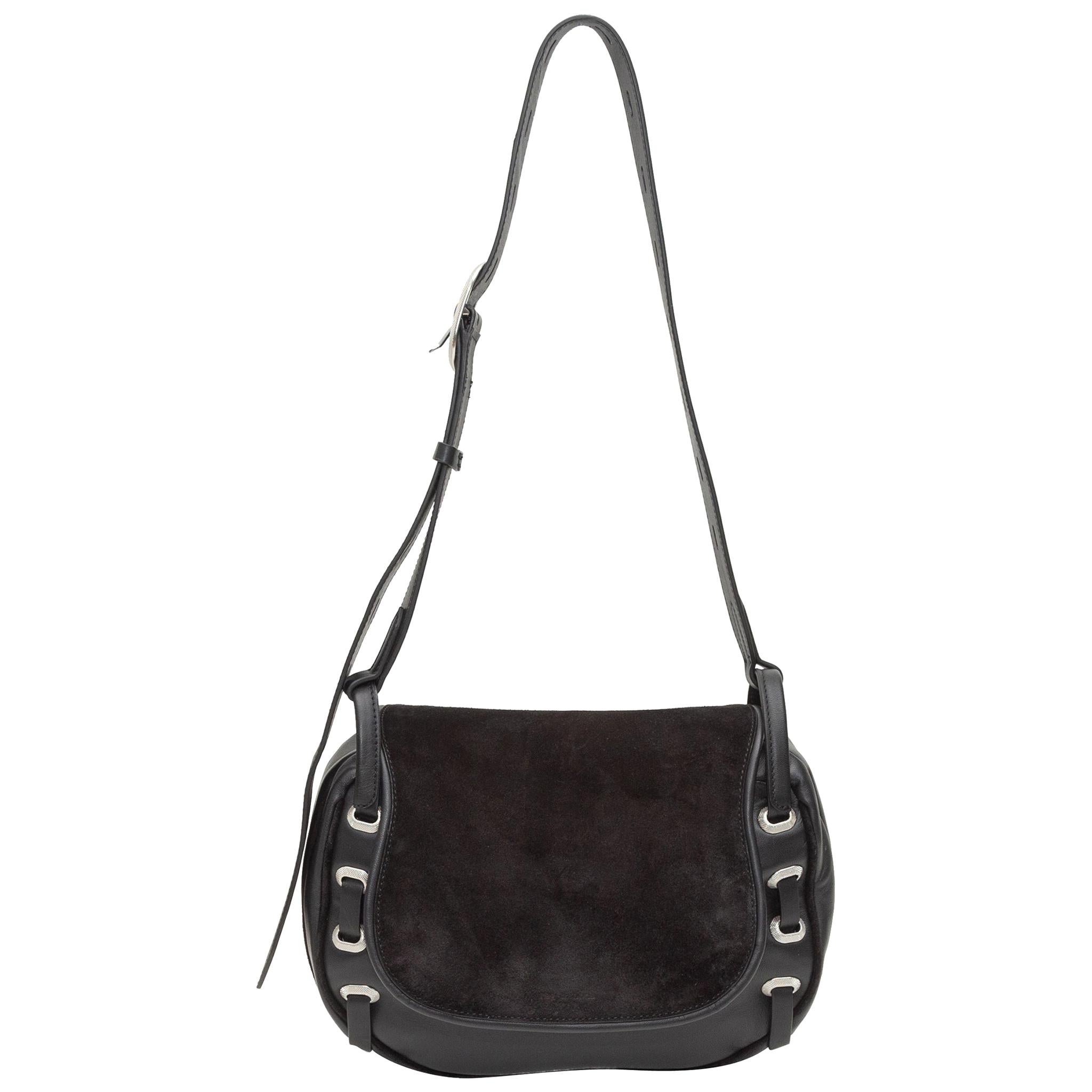 Rag & Bone Black Leather & Suede Legend Saddle Crossbody Bag