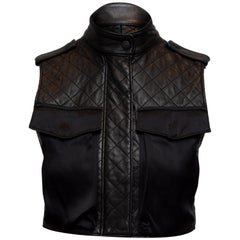 Rag & Bone Black Quilted Leather Cropped Vest