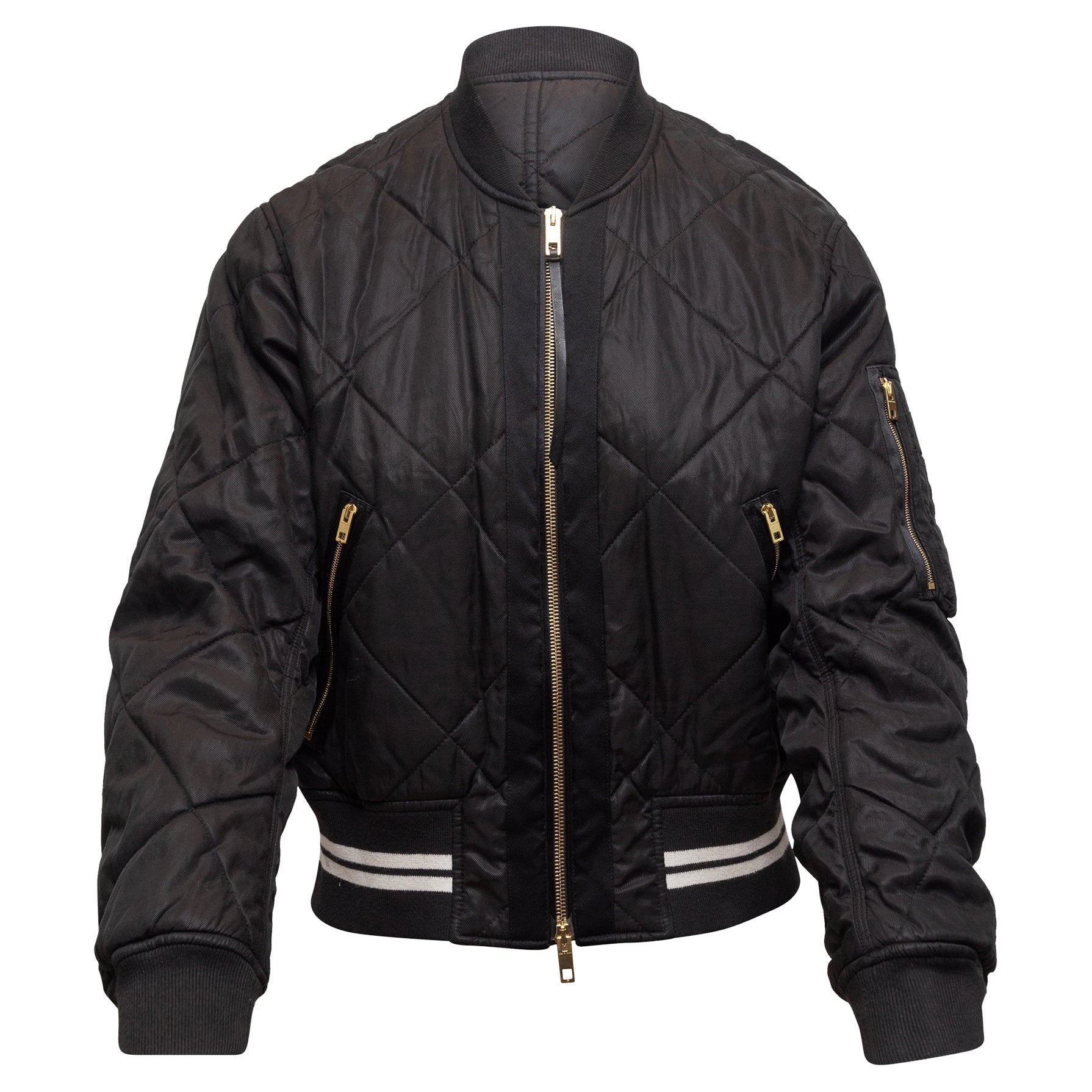 Rag 
Bone Black Quilted Satin Bomber Jacket