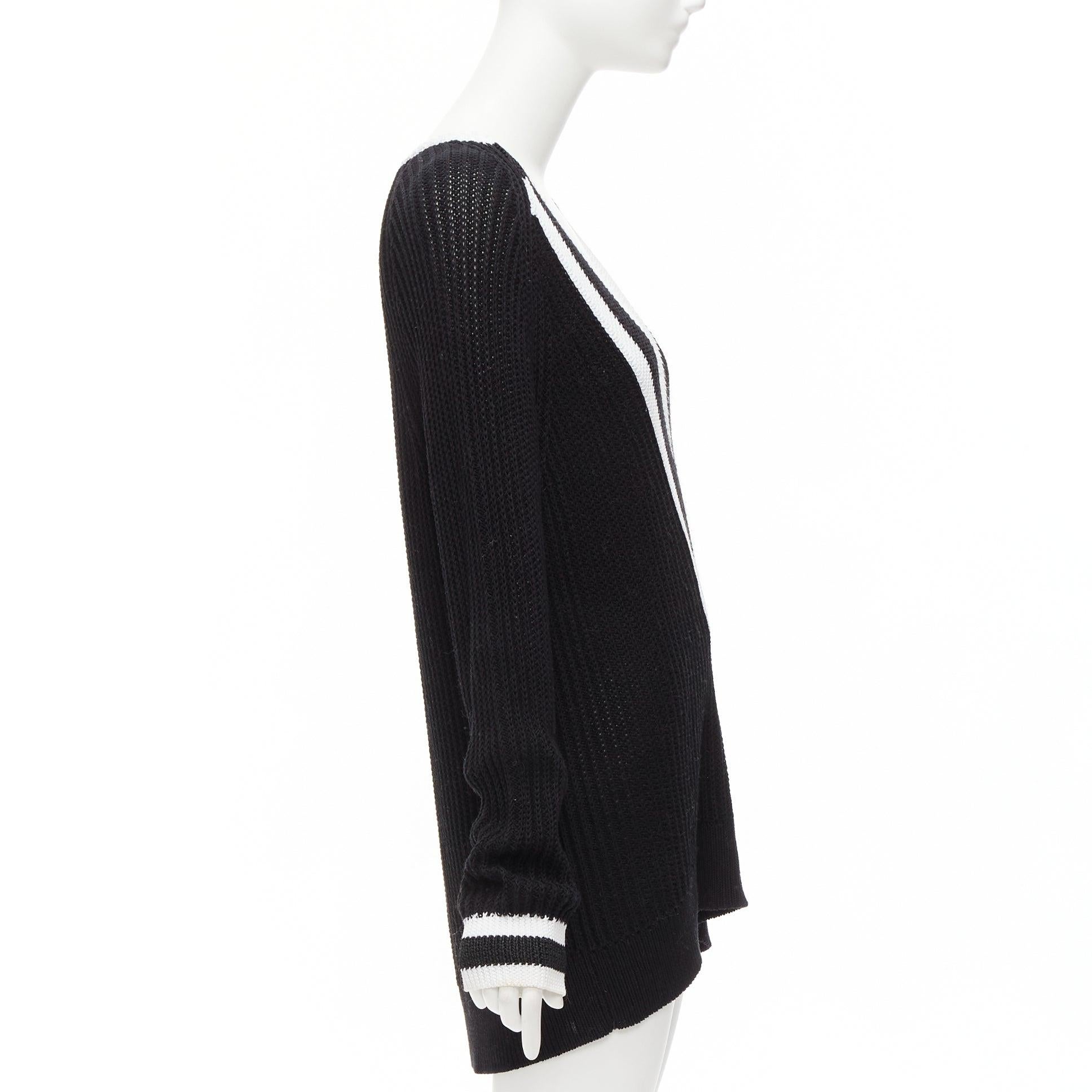 Nero RAG & BONE maglione in cotone bianco e nero con manica raglan varsity M. in vendita