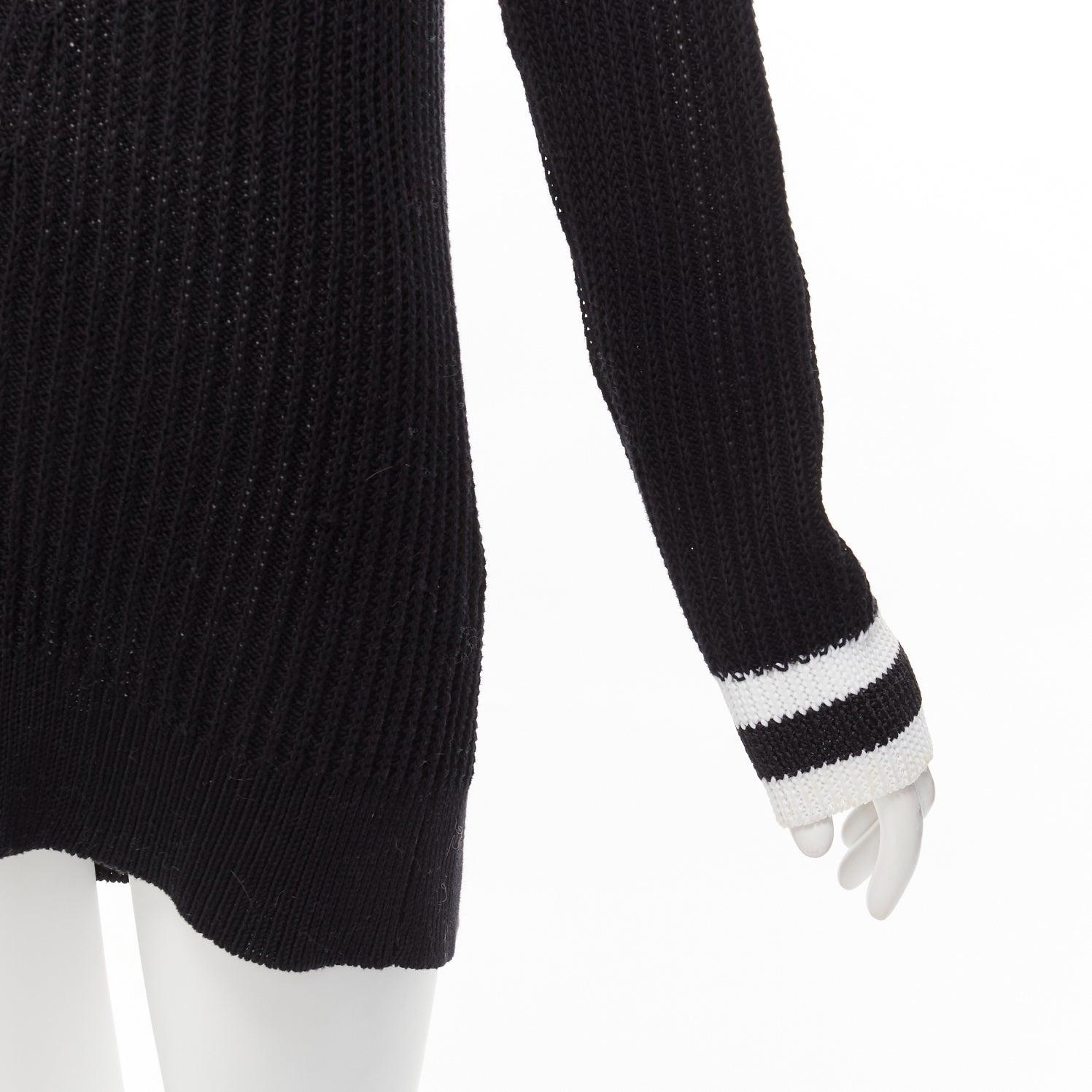 RAG & BONE black white cotton deep V raglan sleeve varsity sweater M For Sale 3