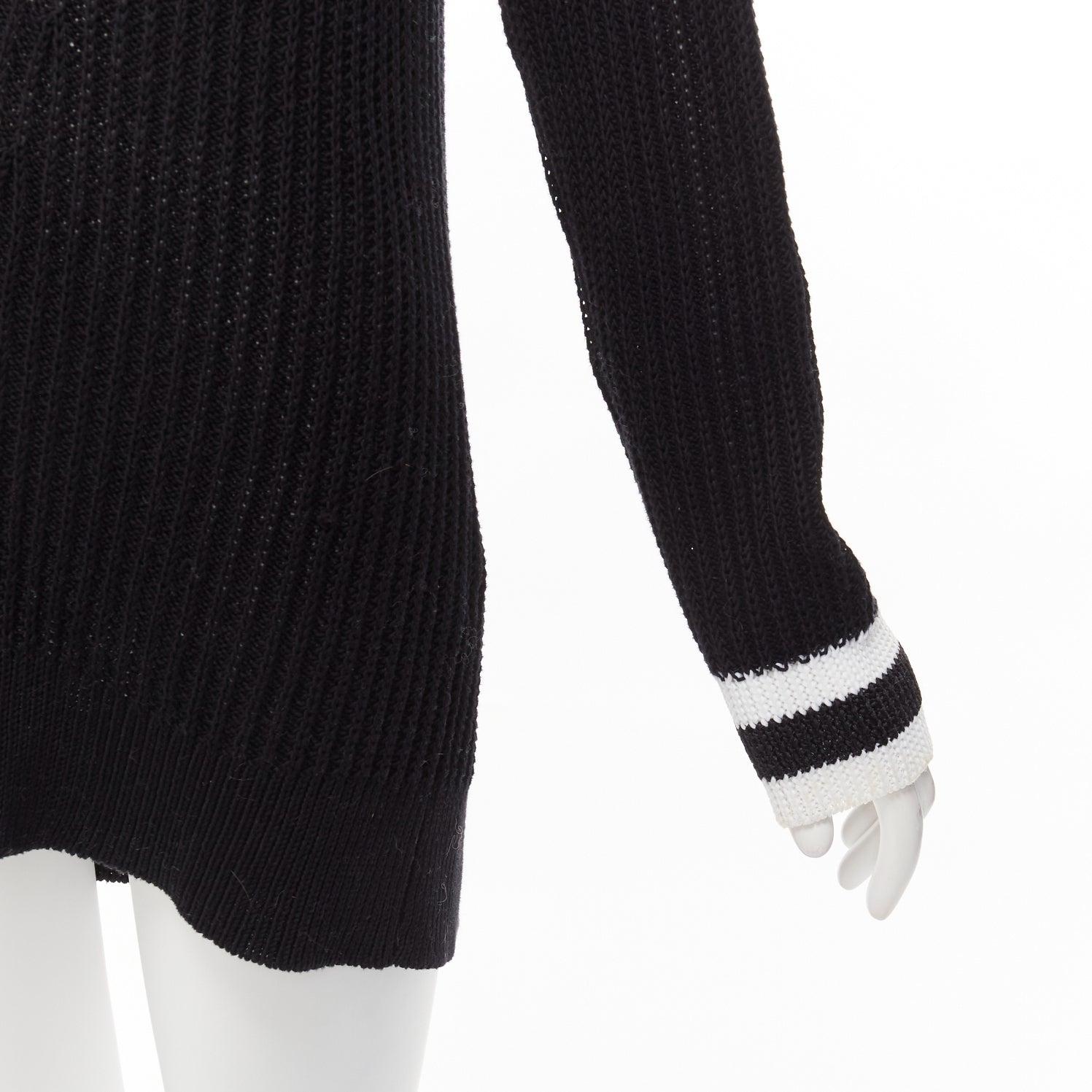 RAG & BONE maglione in cotone bianco e nero con manica raglan varsity M. in vendita 2