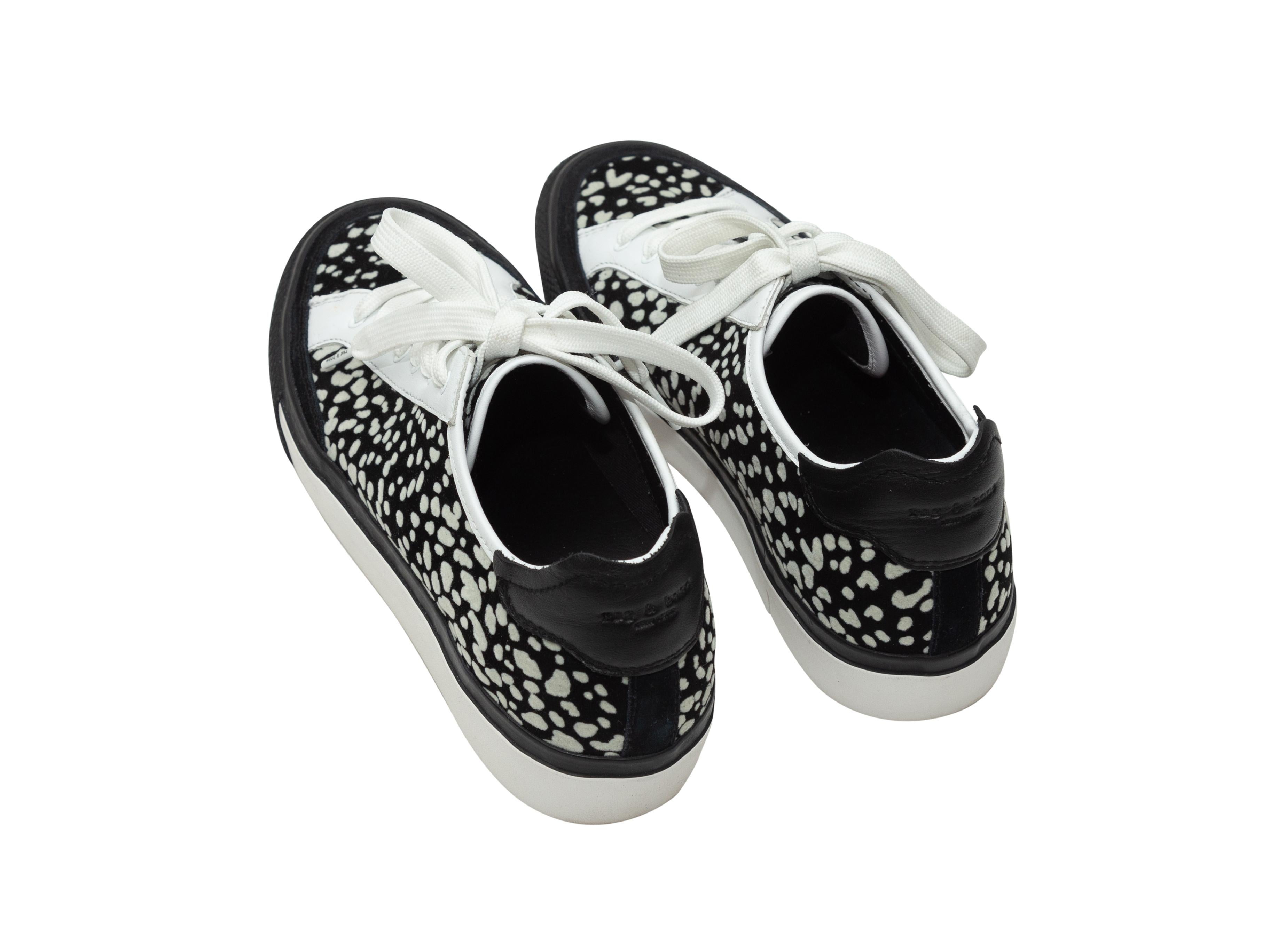 Gray Rag & Bone Black & White Low-Top Dotted Sneakers