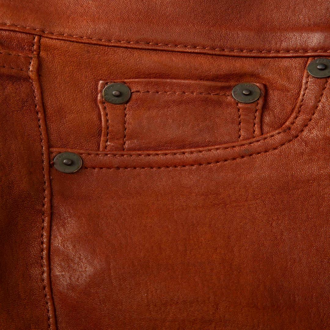 Rag & Bone Braun Leder Skinny Low Rise Hose Größe S im Zustand „Hervorragend“ im Angebot in London, GB