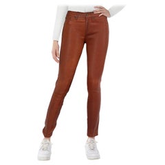 Rag & Bone Brown Leather Skinny Low Rise Trousers Size S