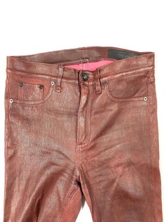 Rag & Bone Burgundy Lamb Leather Pants, Size 27