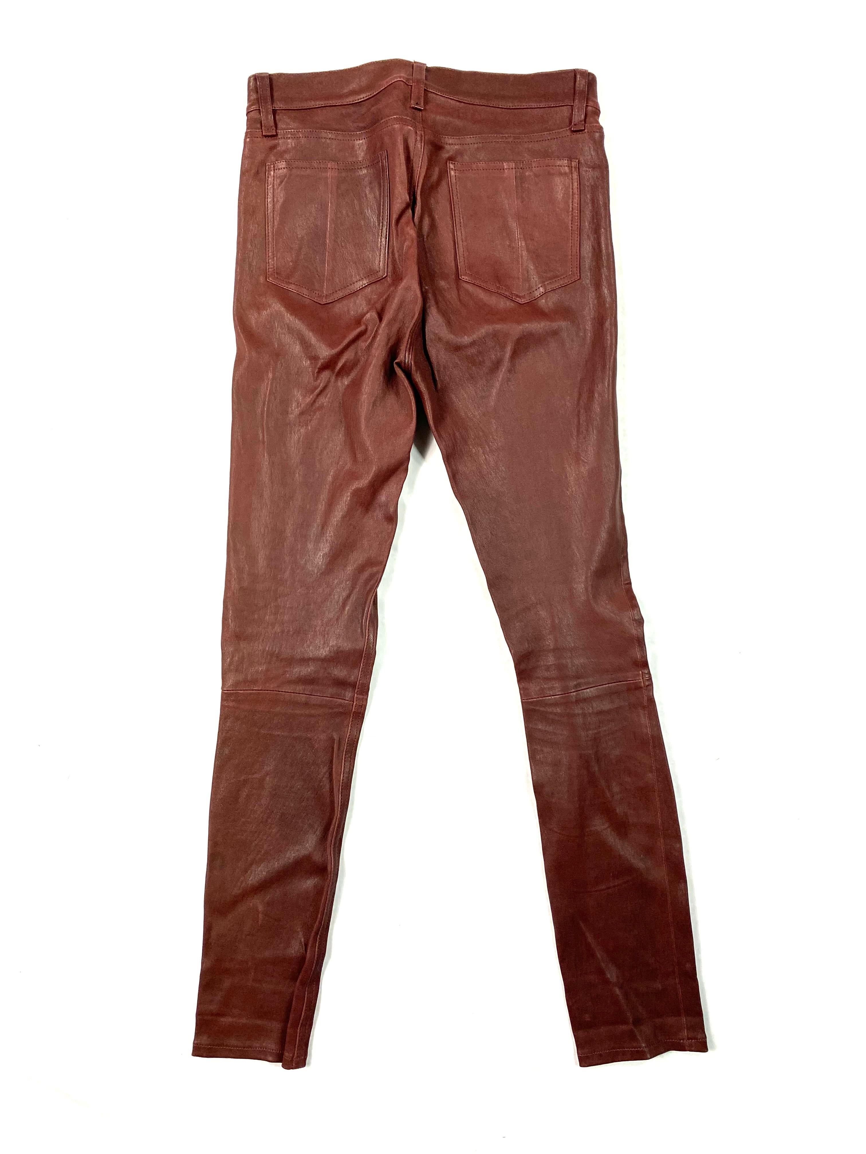 Rag & Bone Burgunderfarbene Lammlederhose, Größe 27 (Schwarz) im Angebot