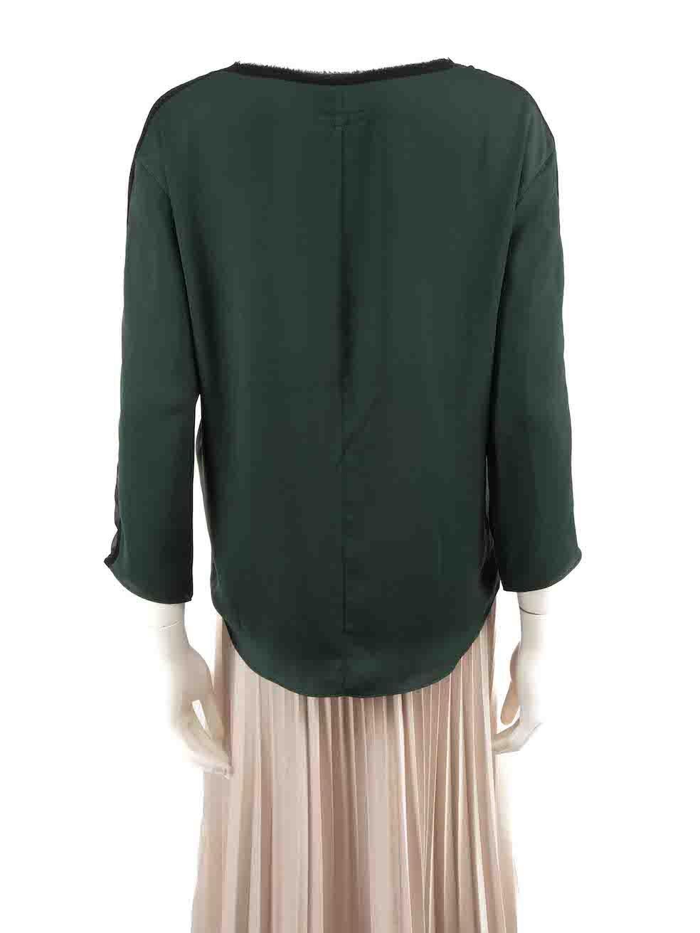 Rag & Bone Green Raw Trim Long Sleeves Blouse Size S In Good Condition For Sale In London, GB