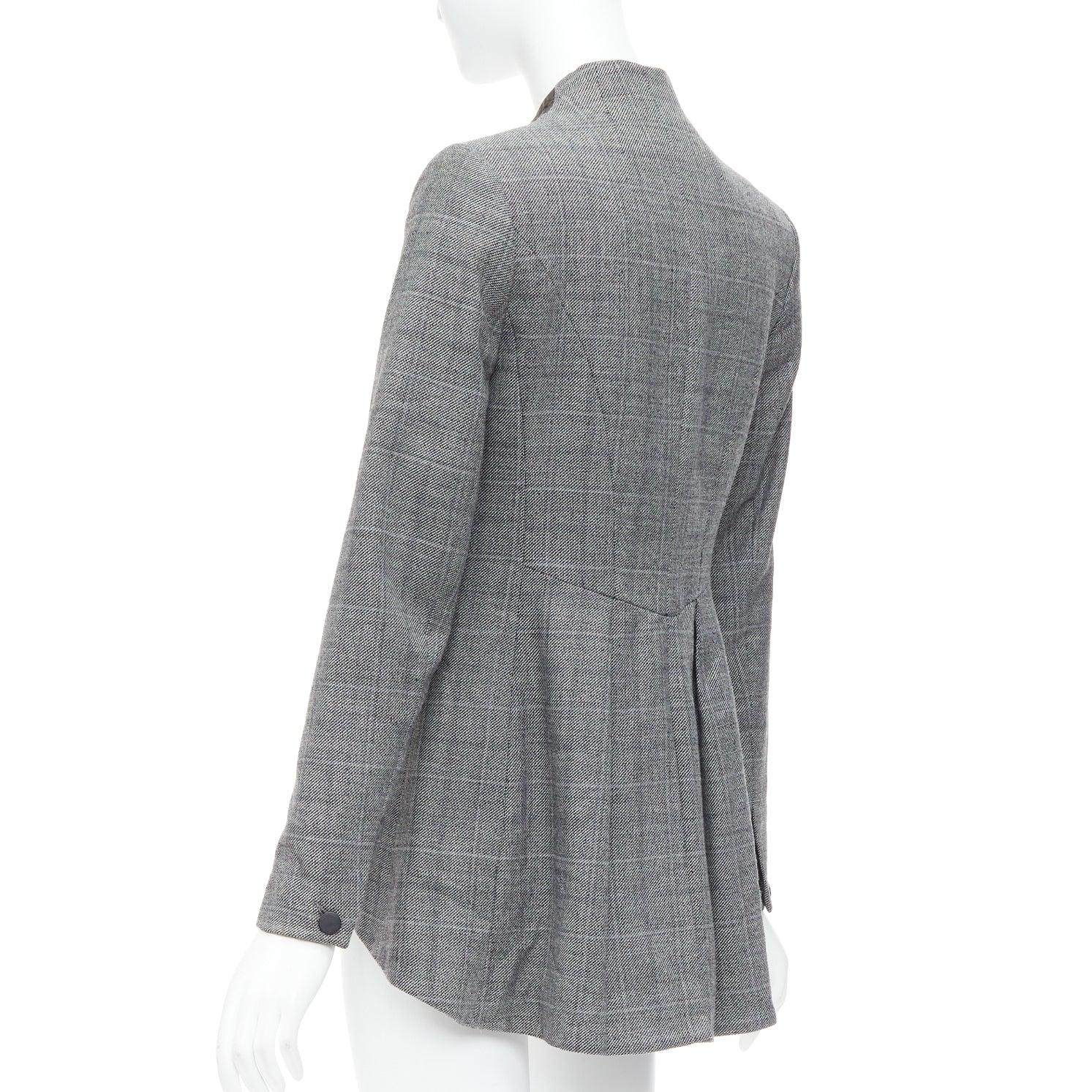 RAG & BONE blazer da smoking in lana grigia a scacchi, collo in pelle nera US2 S in vendita 2
