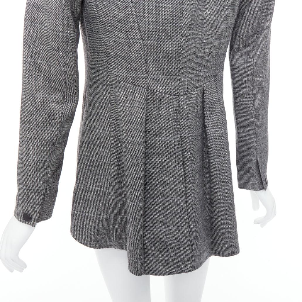 RAG & BONE blazer da smoking in lana grigia a scacchi, collo in pelle nera US2 S in vendita 3