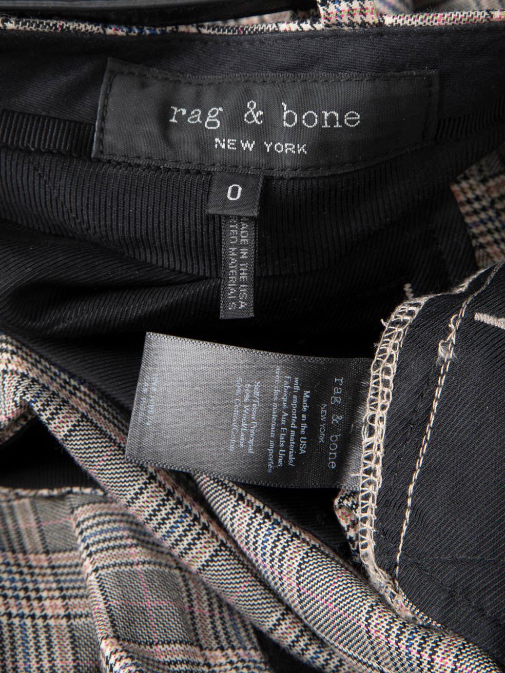 Rag & Bone Grey Wool Tartan Belted Trousers Size XXS Bon état - En vente à London, GB