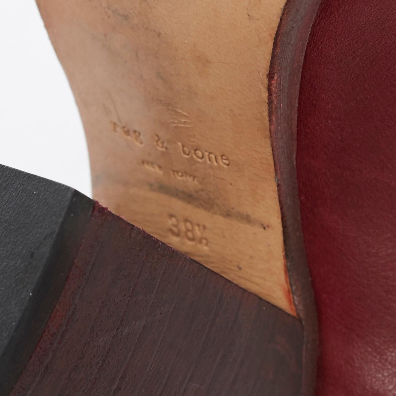 RAG BONE Harrow burgundy red leather stud harness block heel ankle boots EU38.5 7