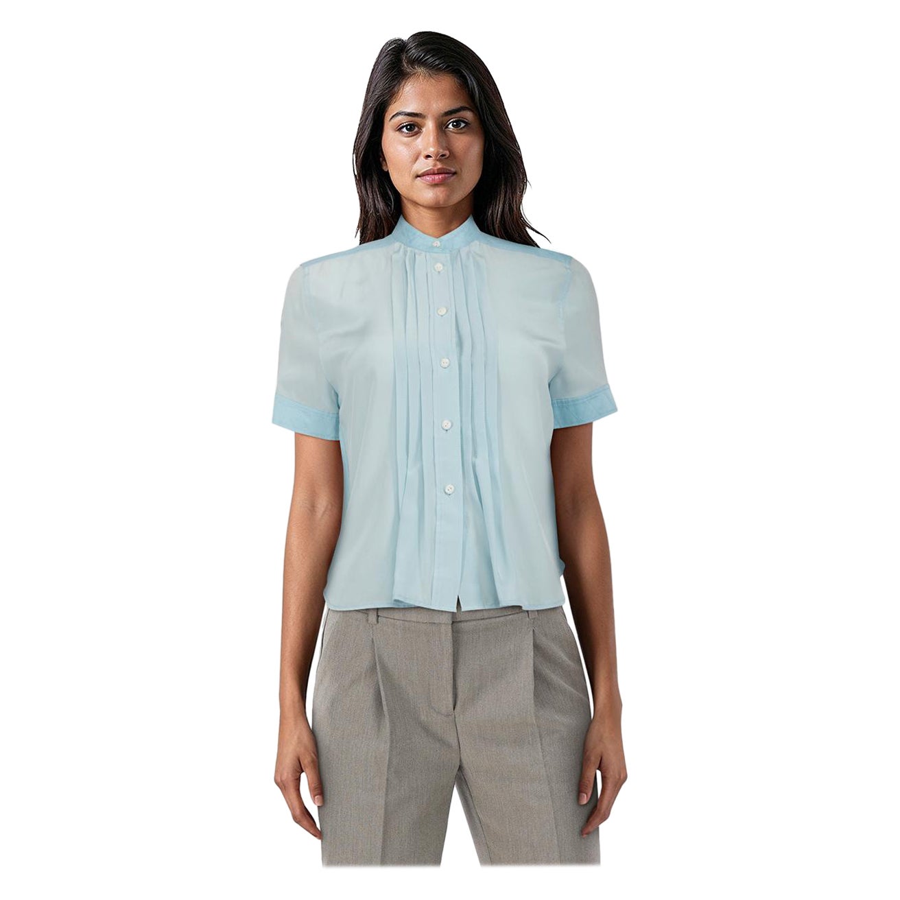 Rag 
Bone Ice Blue Silk Short Sleeve Sarah Blouse Size XS