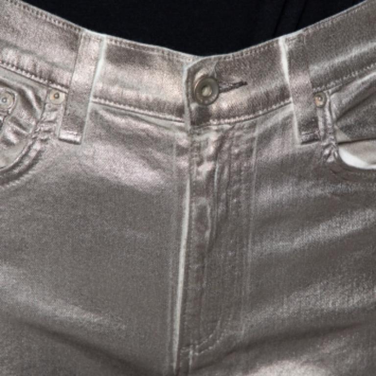Rag & Bone Metallic Denim Skinny Fit Jeans M In Good Condition For Sale In Dubai, Al Qouz 2