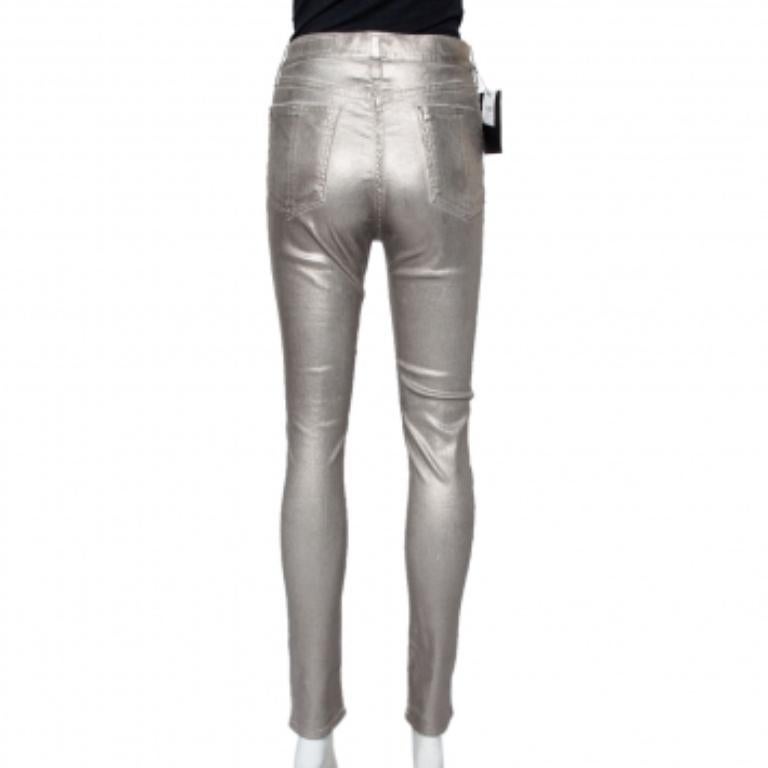 Rag & Bone Metallic Denim Skinny Fit Jeans M For Sale 1