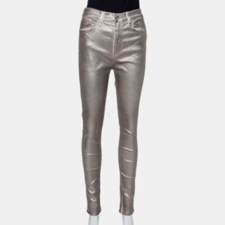 Rag & Bone Metallic Denim Skinny Fit Jeans M For Sale 2